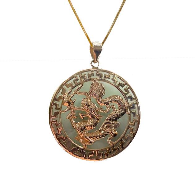 Bold Jade Dragon Coin Pendant