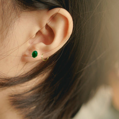 Oval Jade Stud Earrings